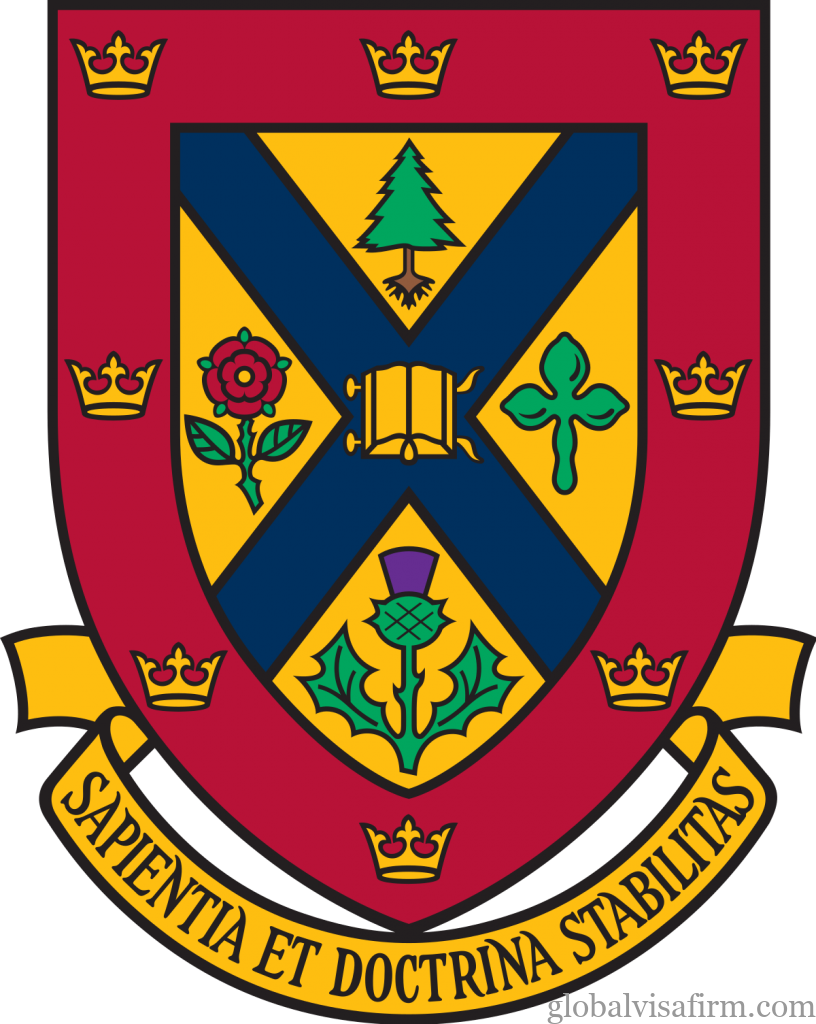 This image has an empty alt attribute; its file name is QueensU_Crest.svg_-816x1024.png